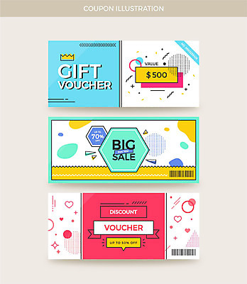 도형 배너 가로배너 일러스트 사람없음 쇼핑 세트 컬러풀 사각형 원형 삼각형 상품권 쿠폰 바코드 결제 초대장 육각형 빅세일 기프트카드 멤피스디자인 국내일러스트 AI파일 디자인 컬러 카드_감사 가로 세일 카드 파일형식 벡터