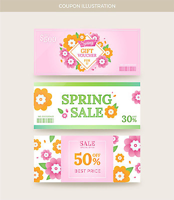 배너 가로배너 꽃 분홍색 일러스트 사람없음 세트 세일 봄 상품권 쿠폰 바코드 결제 초대장 기프트카드 국내일러스트 AI파일 식물 계절 컬러 카드_감사 가로 카드 파일형식 벡터