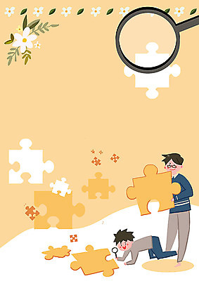 전신 PSD 남자 꽃 아들 어린이 엎드리기 잎 일러스트 가족 돋보기 따뜻함 사람 성인 두명 화목 관찰 퍼즐 아빠 5월 퍼즐조각 5월행사 가정의달 부자지간 국내일러스트 식물 조각 컨셉 관계 모션 이벤트 날짜 파일형식