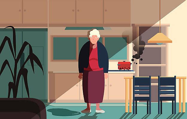 전신 여자 노년 할머니 음식 일러스트 식탁 집안 한명 서기 사람 치료 주방 연기 질병 냄비 버너 장애 건망증 기억력 상실 치매 얼굴없음 노인여자한명만 국내일러스트 AI파일 1 의학 모션 탁자 실내 성인 솥 여자한명만 노인여자만 파일형식 벡터