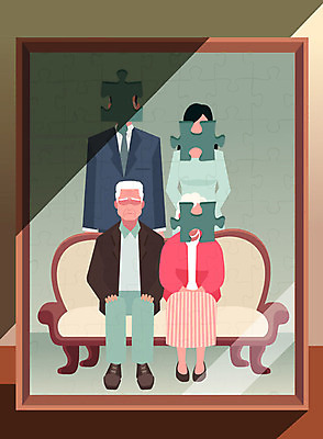 전신 여자 할아버지 노년 남자 할머니 액자 의자 일러스트 가족 서기 사람 앉기 여러명 상반신 성인 치료 퍼즐 질병 가족사진 퍼즐조각 장애 건망증 기억력 상실 치매 얼굴없음 국내일러스트 AI파일 조각 가구 다수 의학 관계 모션 파일형식 벡터 단체사진