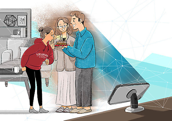 전신 PSD 여자 남자 딸 중년 일러스트 가족 주택 기술 사람 성인 세명 스마트폰 부모 소파 케이크 축하 생일 발전 스마트 생일축하 유학 영상통화 폴리곤 홀로그램 4차산업 5G 국내일러스트 교육 기념일 산업 컨셉 의자 관계 디저트 IT 건물 핸드폰 스마트기기 통화 파일형식