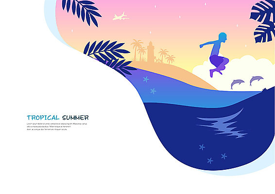 전신 구름 남자 실루엣 별 어린이 바다 두마리 일러스트 휴가 불가사리 비행기 등대 한명 사람 해변 여름 여름휴가 바캉스 컬러풀 야자수 점프 즐거움 돌고래 휴양지 다이빙 소년한명만 트로피컬아트 국내일러스트 AI파일 자연요소 나무 1 계절 감정 컬러 2 포유류 항공교통 모션 극피동물 대중교통 촬영기법 수영 수중동물 장소 그림 수중스포츠 남자한명만 소년만 파일형식 벡터 여름_계절