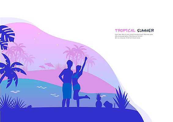 전신 커플 여자 남자 수영복 실루엣 별 바다 일러스트 휴가 사람 성인 해변 두명 여름 여름휴가 바캉스 청춘 비키니 컬러풀 야자수 파라솔 소라 양동이 열대식물 파인애플 즐거움 휴양지 모래놀이 트로피컬아트 국내일러스트 AI파일 자연요소 나무 식물 옷 계절 감정 모래 컬러 컨셉 과일 관계 놀이 어패류 촬영기법 장소 열대과일 그림 파일형식 벡터 여름_계절