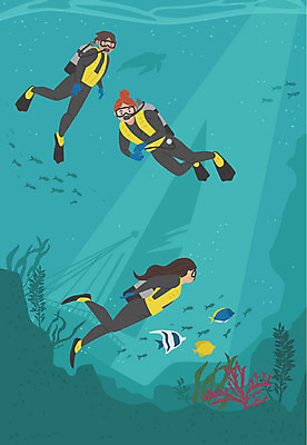 전신 여자 남자 바다 여러마리 일러스트 어류 사람 성인 취미 세명 심해 산호초 스쿠버다이빙 산소통 스킨스쿠버용품 자격증 워라밸 국내일러스트 AI파일 스포츠용품 다수 통 바닷속 수중동물 수상스포츠 수중식물 신조어 증명서 파일형식 벡터