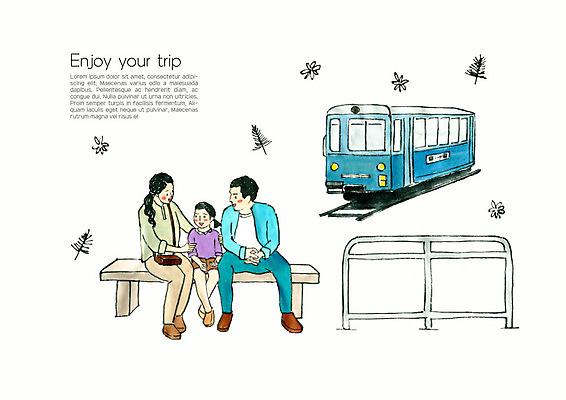 전신 PSD 여자 남자 딸 어린이 여행 벤치 일러스트 가족 엄마 수채화 가족여행 사람 앉기 성인 세명 화목 기차 아빠 플랫폼 기차여행 봄소풍 국내일러스트 육상교통 컨셉 의자 관계 교통시설 모션 대중교통 소풍 봄 파일형식