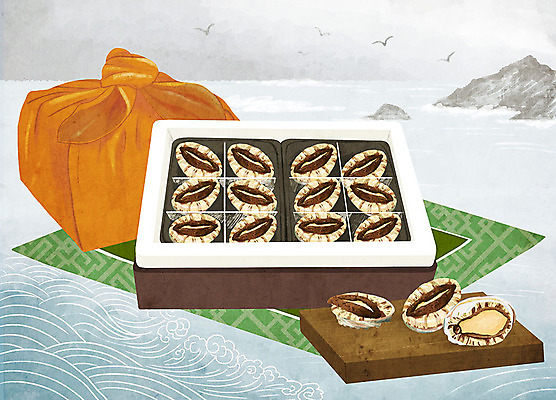 PSD 음식 파도 바다 여러마리 일러스트 갈매기 도마 선물 사람없음 선물상자 보자기 해산물 특산물 지역 전복 선물세트 갯바위 국내일러스트 다수 조류 주방용품 어패류 상자 바위_돌 파일형식 천_직물