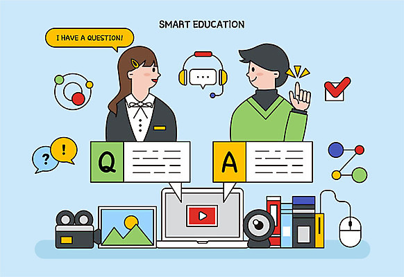 학생 여자 교육 남자 일러스트 청소년 모바일 사람 성인 두명 책 노트북 교사 마우스 스마트 체크표시 이미지 영상 비디오 과학선생님 온라인강의 질의응답 캠 온택트 국내일러스트 AI파일 직업 컨셉 전자제품 카메라 컴퓨터용품 강의 확인 파일형식 벡터 언택트