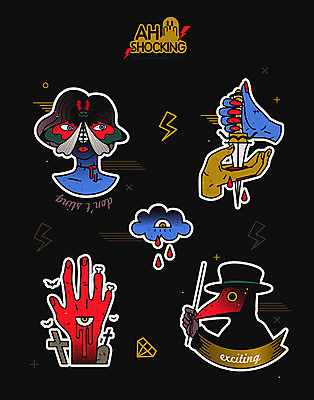 손 스티커 일러스트 뼈 신체부위 세트 라벨 검은색 무덤 혈액 칼 공포 박쥐 나방 찌르기 호러 국내일러스트 AI파일 컬러 곤충 포유류 모션 프레임 사람 파일형식 벡터