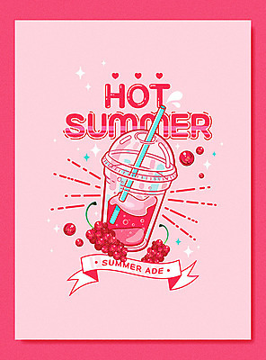 영어 포스터 음료 분홍색 과일 일러스트 빨대 타이포그라피 사람없음 여름 얼음 카페 액체 시원함 베리 에이드 테이크아웃컵 국내일러스트 AI파일 자연요소 문자 계절 컬러 컵 상점 파일형식 벡터