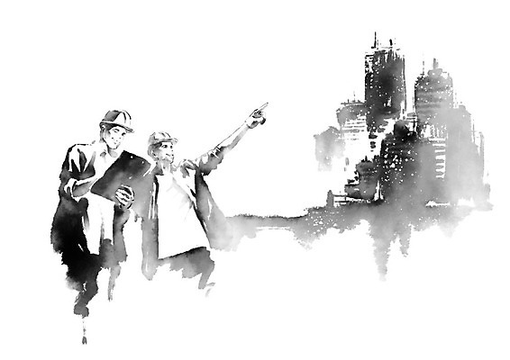 PSD 여자 남자 산업 일러스트 캘리그라피 붓터치 노동자 흑백 빌딩 성인 두명 건물 도시 비즈니스맨 비즈니스우먼 계획 안전모 번짐 산업현장 근로자의날 문서작성 산업근로자 성인만 국내일러스트 직업 건축물 기념일 컨셉 비즈니스 촬영기법 사람 직장인 헬멧 안전장비 파일형식 효과