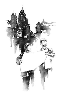 PSD 남자 산업 일러스트 캘리그라피 붓터치 노동자 흑백 빌딩 성인 두명 건물 설계도 도시 비즈니스맨 계획 안전모 번짐 산업현장 근로자의날 산업근로자 성인남자만 국내일러스트 직업 건축물 기념일 컨셉 비즈니스 건설업 촬영기법 사람 직장인 헬멧 안전장비 남자만 성인만 파일형식 효과