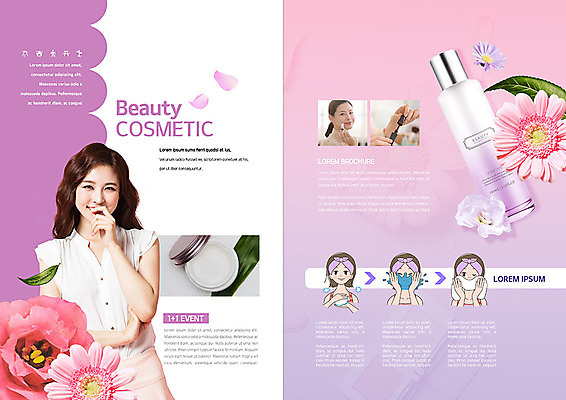 PSD 템플릿 표지디자인 북디자인 출판디자인 여자 꽃잎 꽃 내지 리플렛 분홍색 잎 북커버 팜플렛 20대 성인 신체부위 30대 뷰티 세일 화장품 한국인 화사함 스킨케어 순서 수분크림 성인여자만 이미지템플릿 식물 컬러 컨셉 사람 동양인 청년 장년 여자만 성인만 파일형식