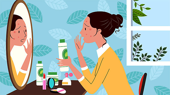 나무 여자 의자 일러스트 창문 나뭇잎 한명 앉기 성인 화장품 거울 고통 립스틱 향수 괴로움 화장대 알레르기 두드러기 파우더팩트 피부트러블 성인여자한명만 국내일러스트 AI파일 식물 1 감정 가구 잎 모션 사람 뷰티 질병 피부질환 여자한명만 성인여자만 파일형식 벡터