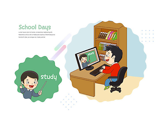 학생 교육 남자 초등학생 어린이 남학생 일러스트 학교 초등교육 소년 성인 두명 컴퓨터 스쿨라이프 교사 책상 에듀 에듀케이션 온라인강의 이러닝 남자만 스쿨팩 스마트러닝 랜선라이프 국내일러스트 AI파일 직업 라이프스타일 가구 사람 전자제품 강의 파일형식 벡터 언택트