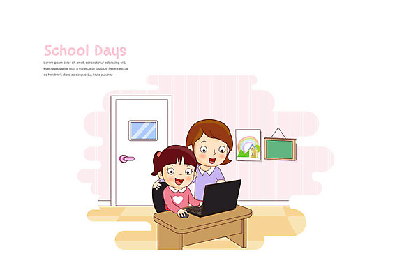 학생 여학생 여자 교육 초등학생 어린이 일러스트 학교 초등교육 소녀 두명 노트북 스쿨라이프 교사 책상 에듀 에듀케이션 온라인강의 이러닝 여자만 스쿨팩 스마트러닝 국내일러스트 AI파일 직업 라이프스타일 가구 사람 전자제품 강의 파일형식 벡터 언택트