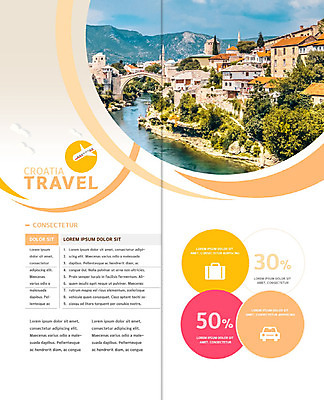 PSD 템플릿 해외 건축물 북디자인 출판디자인 내지 리플렛 해외여행 여행 2단접지 북커버 비행기 팜플렛 사람없음 강 노란색 여행가방 크로아티아 유럽여행 이미지템플릿 건축 유럽 컬러 가방 항공교통 대중교통 파일형식
