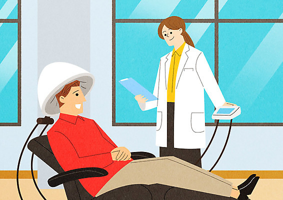 PSD 여자 남자 일러스트 병원 들기 성인 두명 치료 진료 의사 두피케어 서류판 진료실 탈모 탈모클리닉 성인만 국내일러스트 의학 모션 사람 사무용품 의료진 클리닉 헤어관리 증상 파일형식