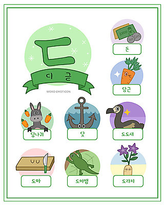 교육 돈 일러스트 도마 한글 사람없음 단어 세트 당근 한글교육 도마뱀 닻 당나귀 낱말카드 이모티콘 도라지 디귿 에듀 스쿨팩 워크북 국내일러스트 AI파일 문자 파충류 주방용품 교재 뿌리채소 말_동물 재산 교구 자음 에듀케이션 파일형식 벡터