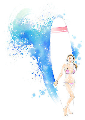 PSD 여자 파도 바다 일러스트 캘리그라피 레저 붓터치 한명 성인 여름 파란색 여름휴가 바캉스 비키니 서핑보드 서핑 시원함 번짐 성인여자한명만 국내일러스트 1 계절 수영복 컬러 휴가 사람 수상스포츠 보드_스포츠 여자한명만 성인여자만 파일형식 효과 여름_계절