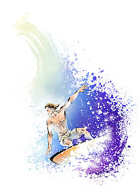 PSD 남자 수영복 파도 바다 일러스트 캘리그라피 레저 붓터치 한명 성인 여름 파란색 여름휴가 바캉스 서핑보드 서핑 시원함 번짐 성인남자한명만 국내일러스트 1 옷 계절 컬러 휴가 사람 수상스포츠 보드_스포츠 남자한명만 성인남자만 파일형식 효과 여름_계절