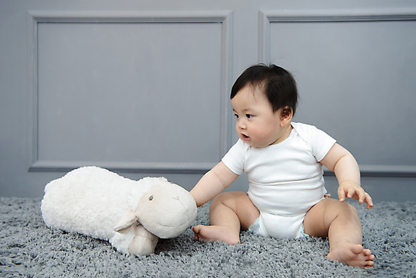 포토 JPG 스튜디오촬영 전신 남자 인형 회색배경 실내 한명 앉기 앞모습 귀여움 만지기 한국인 성장 아기 보호 기저귀 양인형 남자아기한명만 국내포토 1 뷰포인트 백그라운드 컨셉 모션 사람 동양인 내부 회색 아기용품 남자한명만 남자아기만 파일형식