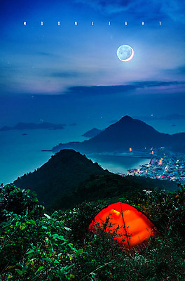 PSD 편집 편집이미지 야경 하늘 산 텐트 사람없음 야외 컬러풀 노을 고요 달 숲 신비 외연도 비박 이미지편집 자연요소 컬러 섬 컨셉 캠핑도구 레포츠 야간 파일형식 보령 풍경_경치