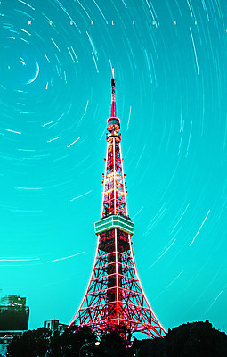 PSD 편집 편집이미지 별 야경 하늘 사람없음 야외 컬러풀 탑 일본 화려 도쿄 신비 도쿄타워 이미지편집 자연요소 건축물 아시아 컬러 컨셉 야간 파일형식 풍경_경치