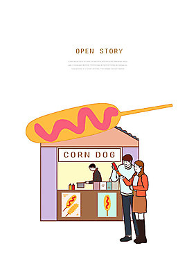 PSD 커플 여자 남자 일러스트 사람 성인 세명 상점 뜨거움 케첩 만족 바르기 핫도그 신중 핫도그가게 성인만 국내일러스트 감정 음식 컨셉 관계 모션 패스트푸드 소스_음식 파일형식