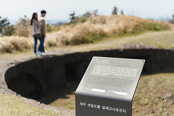 포토 JPG 주간 전신 커플 여자 남자 여행 데이트 유적지 자연 한국 풍경 20대 성인 야외 두명 아웃포커스 30대 제주도 걷기 봄 한국인 표지판 역사 국내여행 제주도여행 성인만 다크투어리즘 고사포진지 43유적지 셋알오름 국내포토 자연요소 계절 아시아 고건축 관계 모션 알림판 촬영기법 사람 동양인 청년 장년 문화재 생태계 오름 서귀포 파일형식