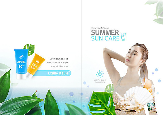 PSD 템플릿 표지디자인 북디자인 출판디자인 여자 표지 리플렛 바다 잎 북커버 조개 한명 팜플렛 20대 성인 여름 파란색 여름휴가 바캉스 뷰티 한국인 선크림 야자수잎 성인여자한명만 이미지템플릿 식물 1 계절 컬러 휴가 어패류 사람 동양인 청년 화장품 여자한명만 성인여자만 파일형식 여름_계절