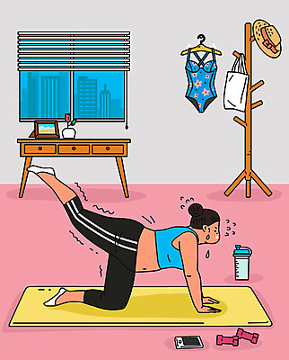 여자 분홍색 몸매관리 다이어트 일러스트 요가 휴가 건강 한명 사람 성인 여름 운동 건강관리 스트레칭 아령 매트 웨이트트레이닝 준비 살 열심 원피스수영복 성인여자한명만 홈트레이닝 오하운 국내일러스트 AI파일 1 웰빙 계절 수영복 컬러 관리 신조어 여자한명만 성인여자만 파일형식 벡터