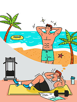 남자 분홍색 생각 몸매관리 다이어트 일러스트 상상 근육 건강 한명 사람 성인 해변 여름 야자수 운동 건강관리 아령 헬스장 비만 준비 살빼기 열심 성인남자한명만 국내일러스트 AI파일 나무 1 계절 바다 컬러 관리 헬스 몸매 남자한명만 성인남자만 파일형식 벡터