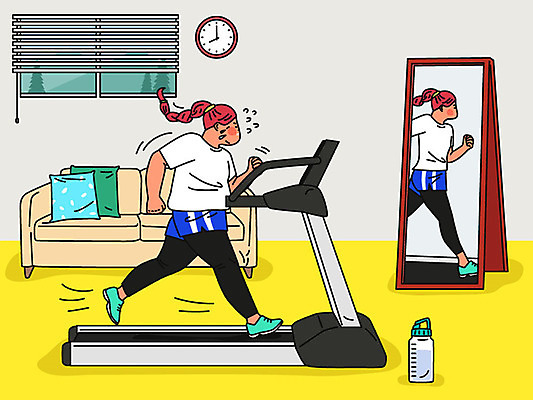 여자 몸매관리 다이어트 일러스트 상상 건강 한명 사람 성인 여름 소파 달리기 운동 반사 노란색 건강관리 거울 변화 날씬함 준비 런닝머신 열심 성인여자한명만 국내일러스트 AI파일 1 계절 컬러 컨셉 의자 모션 관리 운동기구 몸매 여자한명만 성인여자만 파일형식 벡터