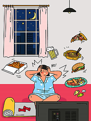 여자 음식 분홍색 몸매관리 다이어트 일러스트 상상 건강 한명 사람 성인 여름 건강관리 텔레비전 아령 잠옷 유혹 괴로움 준비 야식 식단 성인여자한명만 식단관리 국내일러스트 AI파일 1 옷 계절 감정 컬러 컨셉 관리 전자제품 여자한명만 성인여자만 파일형식 벡터