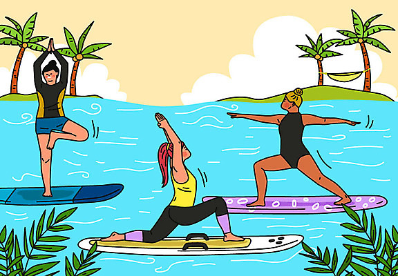 식물 구름 여자 포즈 하늘색 몸매관리 다이어트 일러스트 요가 건강 사람 성인 해변 세명 여름 운동 건강관리 요가자세 서핑보드 보트 준비 해먹 성인여자만 국내일러스트 AI파일 자연요소 웰빙 계절 바다 배_교통 관리 파란색 침대 보드_스포츠 여자만 성인만 파일형식 벡터