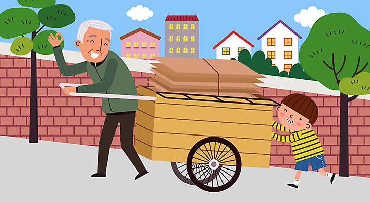 나무 학생 할아버지 남자 어린이 벽 일러스트 주택 돌담 사람 경사 소년 성인 두명 수레 기쁨 봉사 도움 즐거움 바른생활 배려 선행 칭찬 스쿨팩 국내일러스트 AI파일 식물 노년 감정 컨셉 건물 담장 카트 돌_바위 파일형식 벡터