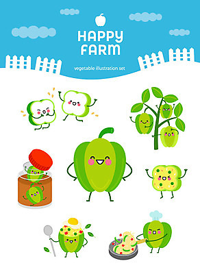 캐릭터 스티커 잎 채소 일러스트 유리병 피망 사람없음 세트 귀여움 요리사 여러개 프라이팬 유기농 피클 볶음밥 이모티콘 채소캐릭터 피망캐릭터 아기자기 일러캐릭터 AI파일 식물 직업 웰빙 음식 다수 컨셉 주방용품 병_용기 절임 파일형식 벡터
