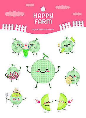 캐릭터 스티커 일러스트 아이스크림 여름음식 사람없음 세트 귀여움 여러개 멜론 유기농 과일캐릭터 빙수 이모티콘 메론빵 멜론주스 멜론캐릭터 제철음식 아기자기 일러캐릭터 AI파일 웰빙 음식 빵 다수 컨셉 과일 디저트 과일주스 제철 파일형식 벡터 여름_계절