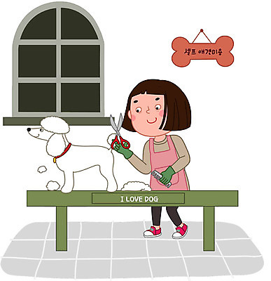 동물 한마리 여자 반려견 일러스트 관리 한명 사람 성인 반려동물 강아지 돌봄 반려 셀프 애견미용 성인여자한명만 국내일러스트 AI파일 1 모션 뷰티 개 여자한명만 성인여자만 파일형식 벡터