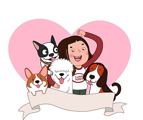동물 여자 행복 리본 반려견 여러마리 일러스트 사랑 한명 사람 성인 일상 반려동물 하트 강아지 즐거움 교감 반려 성인여자한명만 국내일러스트 AI파일 모양 1 감정 다수 라이프 개 여자한명만 성인여자만 파일형식 벡터