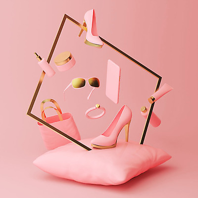 PSD 편집이미지 구두 분홍색 쿠션 그래픽백그라운드 팔찌 사람없음 그래픽 스마트폰 쇼핑 선글라스 쇼핑백 3D 사각형 화장품 금색 반지 선크림 디지털합성 오브젝트 로션 입체도형 편집3D 도형 안경 컬러 백그라운드 신발 가방 장신구 핸드폰 스마트기기 뷰티 입체 파일형식