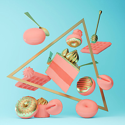 PSD 편집이미지 분홍색 포크 그래픽백그라운드 디저트 사람없음 그래픽 3D 쿠키 케이크 숟가락 금색 도넛 삼각형 컵케이크 디지털합성 오브젝트 꿀 와플 간식시간 입체도형 포춘쿠키 허니디퍼 편집3D 도형 식기 음식 컬러 백그라운드 수저 도구 입체 파일형식