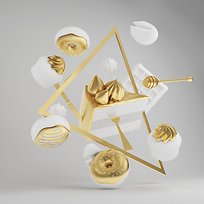 PSD 편집이미지 포크 그래픽백그라운드 디저트 사람없음 그래픽 3D 쿠키 케이크 숟가락 금색 흰색 도넛 삼각형 컵케이크 디지털합성 오브젝트 꿀 와플 간식시간 입체도형 포춘쿠키 허니디퍼 편집3D 도형 식기 음식 컬러 백그라운드 수저 도구 입체 파일형식