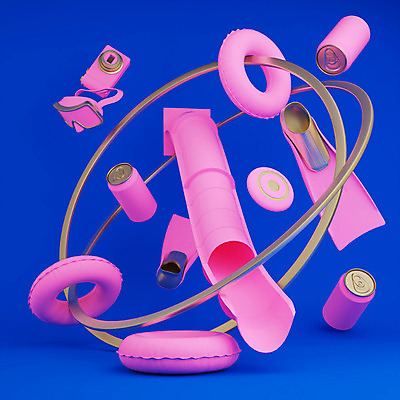 PSD 편집이미지 분홍색 그래픽백그라운드 바캉스용품 사람없음 그래픽 파란색 여름휴가 바캉스 3D 카메라 금색 원형 캔 미끄럼틀 오리발 디지털합성 오브젝트 튜브 원반 잠수경 워터슬라이드 음료수병 입체도형 편집3D 도형 스포츠용품 컬러 백그라운드 휴가 전자제품 놀이기구 물안경 입체 병_담는 파일형식 여름_계절