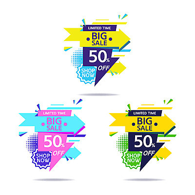 배너 화살표 스티커 일러스트 프레임 사람없음 쇼핑 세트 컬러풀 라벨 세일 모던 50% 빅세일 미니멀 국내일러스트 AI파일 컬러 퍼센트 파일형식 벡터