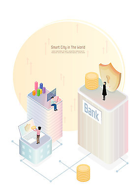 여자 남자 인터넷 일러스트 정보통신 정보기술 스마트라이프 서기 사람 앉기 성인 세명 컬러풀 네트워크 스마트 은행 보안 하이테크 미래도시 아이소메트릭 스마트뱅킹 은행업무 주식거래 ICT 국내일러스트 AI파일 라이프스타일 컬러 컨셉 통신 모션 미래 기술 안전 금융 거래 정보 도시 주식 은행_금융 뱅킹 파일형식 벡터 4차산업