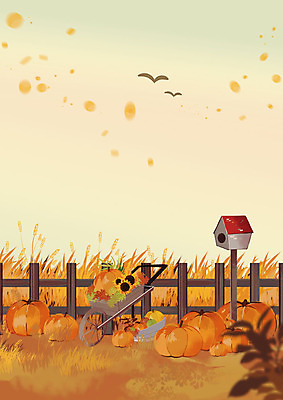 PSD 백그라운드 일러스트 조류 하늘 호박 해바라기 사람없음 울타리 수레 수확 우체통 가을 포근함 억새 계절백그라운드 가을배경 국내일러스트 식물 동물 계절 꽃 농업 채소 담장 카트 감각 파일형식 가을_계절