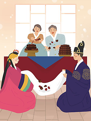 서양인 외국인 백인 커플 여자 남자 일러스트 결혼식 서기 앉기 여러명 상반신 성인 부모 한국인 축하 한복 전통혼례 대추 혼례복 폐백 국제결혼 밤길 베이지색 폐백실 황인 국내일러스트 AI파일 한국전통 길 컬러 다수 결혼 컨셉 가족 관계 모션 사람 동양인 인종 전통의상 전통의례 파일형식 벡터