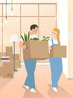 전신 서양인 외국인 백인 커플 여자 남자 일러스트 주택 따뜻함 서기 들기 동양인 성인 두명 마주보기 봄 짐 이사 시작 커플룩 이삿짐 국제결혼 살구색 황인 국내일러스트 AI파일 옷 계절 컬러 결혼 관계 모션 사람 인종 건물 파일형식 벡터
